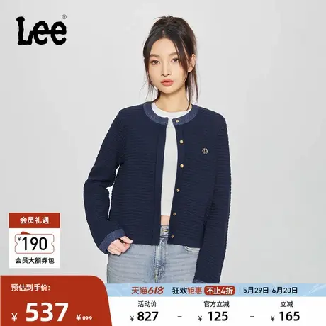 Lee商场同款25春夏新舒适版梯形针织图案女宽松毛衣开衫休闲潮流图片