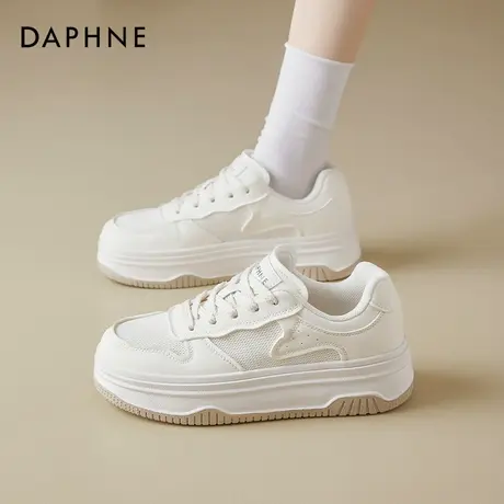 达芙妮厚底小白鞋女2025夏季新款薄款不累脚增高透气百搭网面板鞋商品大图