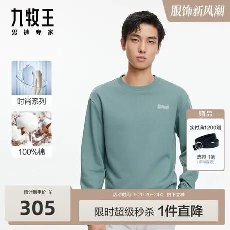 [纯棉]九牧王男装卫衣2023秋冬新款多色时尚版圆领套头长袖T恤BN图片