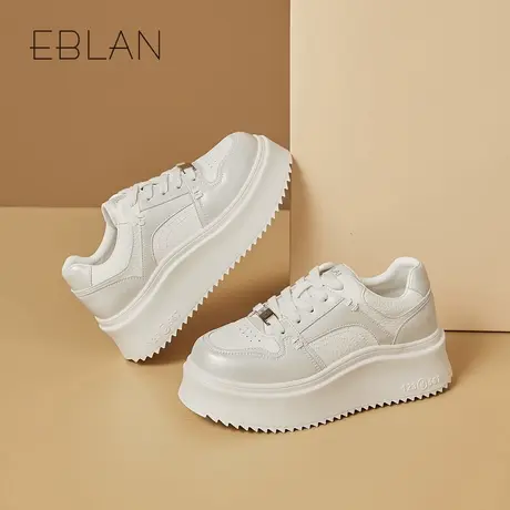 EBLAN/伊伴厚底增高小白鞋女2025夏季新款轻便百搭板鞋舒适休闲鞋图片