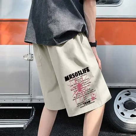 冰丝休闲短裤男夏季2025新款美式宽松潮牌运动裤子大码外穿五分裤商品大图