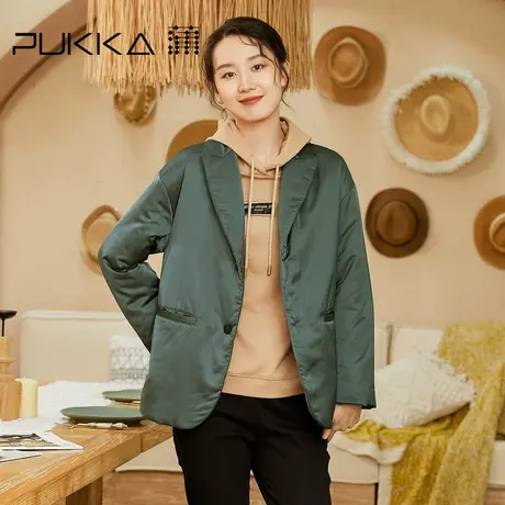 蒲PUKKA 原创设计女装西装领棉衣秋冬装设计感宽松休闲棉服外套图片