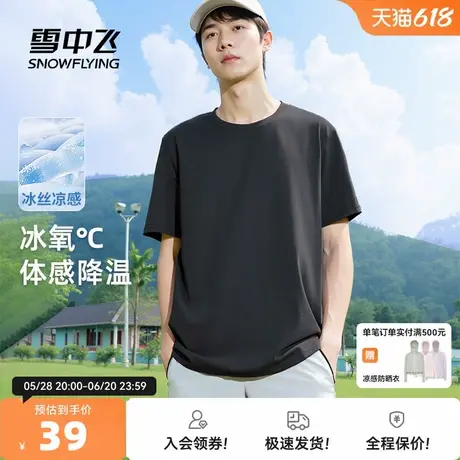 雪中飞凉感t恤男短袖2025新款夏季休闲运动户外体恤衫男士半袖PC商品大图