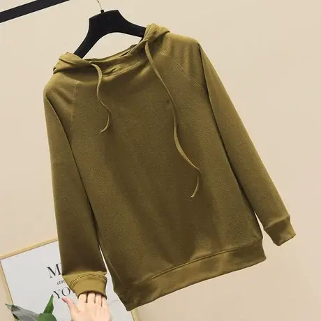 2023早春新款双面德绒连帽卫衣女宽松套头打底衫上衣加厚T恤衫潮图片