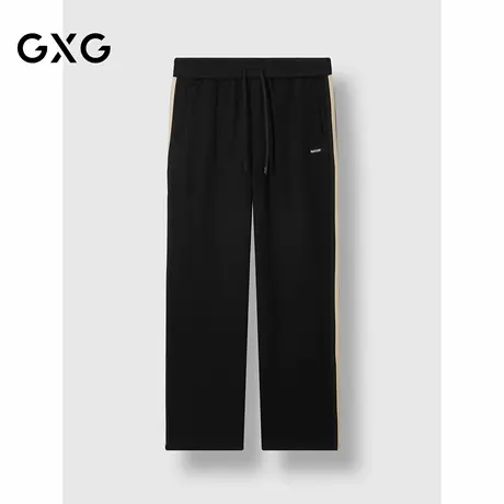GXG男装 宽松直筒长裤撞色织带拼接休闲裤简约卫裤 2025冬季新品商品大图