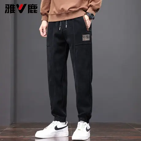 雅鹿2025秋冬新款休闲裤男宽松束脚休闲裤时尚百搭复古国潮直筒裤商品大图