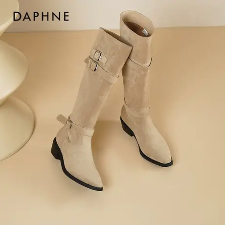 达芙妮长筒靴子女款2025新款秋冬美拉德西部长靴高筒骑士堆堆靴女商品大图