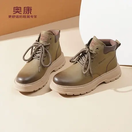 奥康 男鞋2025冬季新款工装靴时尚复古百搭舒适休闲马丁靴L商品大图