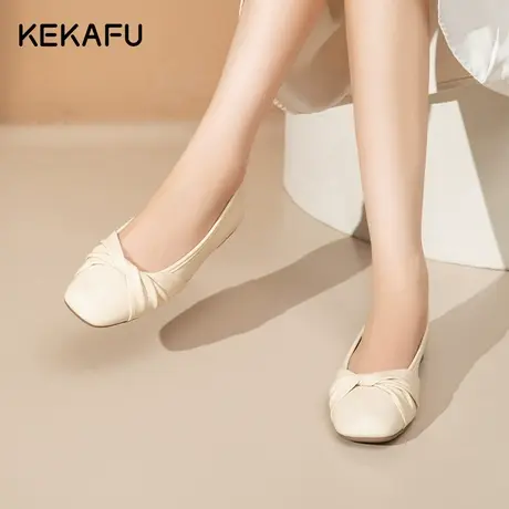 珂卡芙平底单鞋女2023新款秋季法式晚风软底瓢鞋一脚蹬鞋子秋款女商品大图