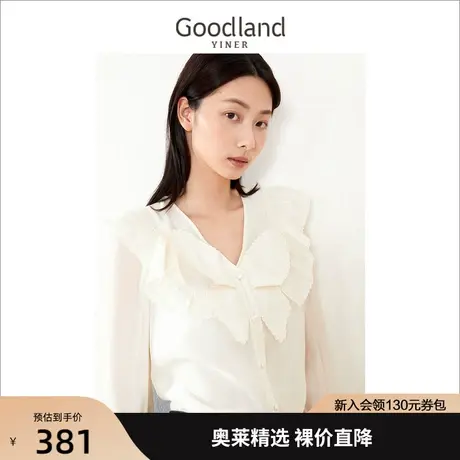 音儿美地女装2022秋季新款法式上衣蝴蝶领边衬衫商品大图