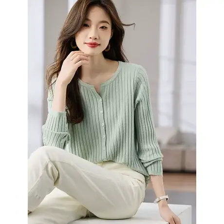 时尚气质针织衫2023年秋季新款女装百搭温柔韩版纯色针织长袖内搭商品大图