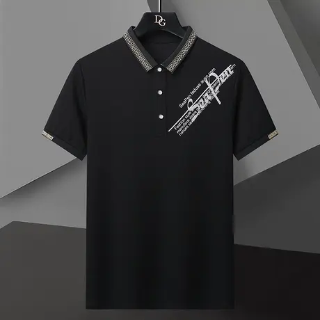 短袖t恤男Polo衫夏季新款印花字母修身半袖棉t汗衫纯棉爸爸装上衣商品大图