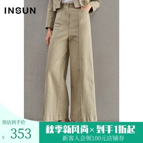 恩裳商场同款女装春季经典时尚垂感阔腿裤直筒九分休闲西裤宽松商品大图