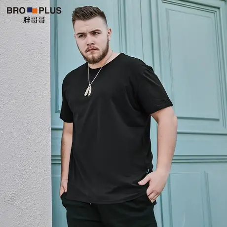 胖哥哥肥佬短袖T恤大码男胖子宽松加肥加大纯色冰丝t桖加大号男装商品大图