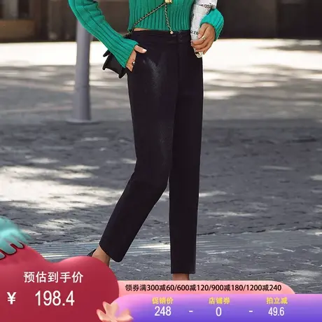 休闲西装裤2023春新款高腰显瘦百搭毛呢裤九分小脚裤职业烟管裤女商品大图