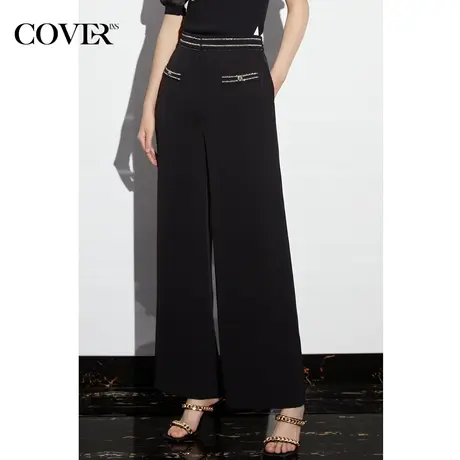 COVER夏季小香风商务织带弹力休闲裤图片
