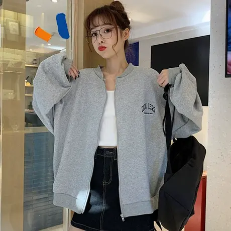 waitmore卫衣女2019新款潮ins韩版宽松bf慵懒风薄款初秋上衣外套商品大图