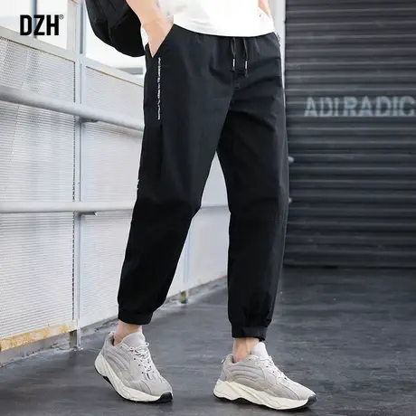 男生黑色九分裤男春夏款宽松纯棉裤子2023年新款束脚休闲男裤百搭商品大图