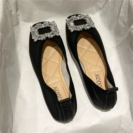 仙女风水钻豆豆鞋女配裙子2024年春秋新款浅口一脚蹬软底甜美瓢鞋商品大图