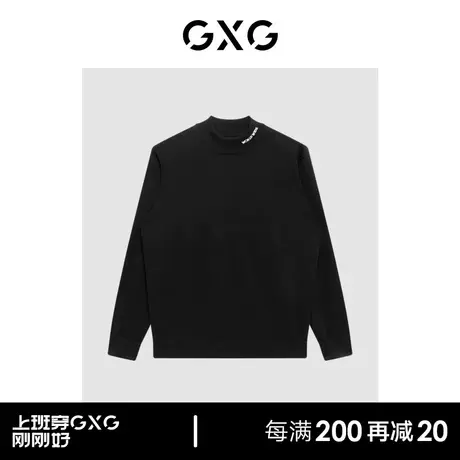GXG男装商场同款绿意系列黑色高领毛衫2022冬季新品图片