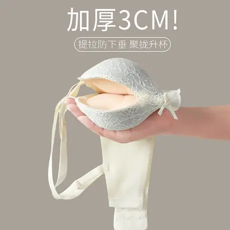 小胸外扩内衣聚拢软支撑显大加厚3CM蕾丝提拉上托防下垂文胸胸罩商品大图