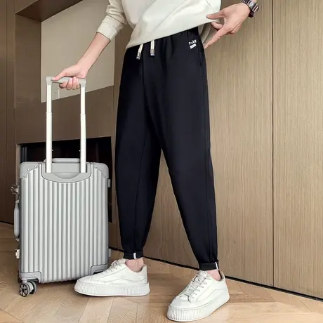 春秋季裤子纯色哈伦卫裤九分运动裤潮牌休闲男裤2023新款小脚裤子商品大图