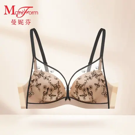 朱珠同款|曼妮芬舒适软钢圈性感刺绣内衣小胸聚拢文胸女20812336商品大图