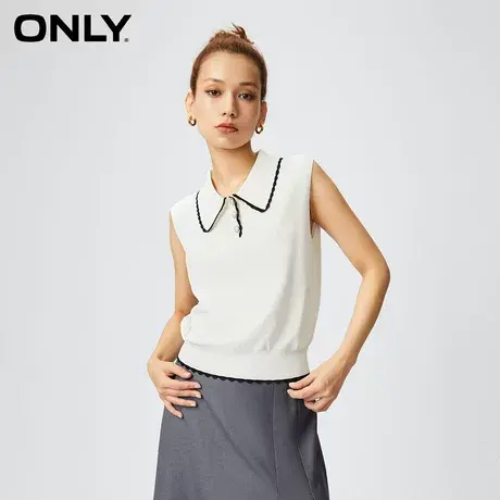 ONLY奥莱秋季新款通勤气质设计感复古撞色翻领针织衫女商品大图