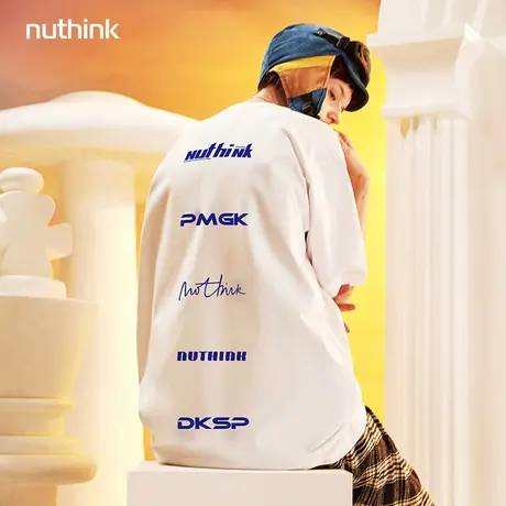 Nuthink国潮宽松胖子大码男装短袖T恤男夏季潮ins潮牌半袖情侣装商品大图