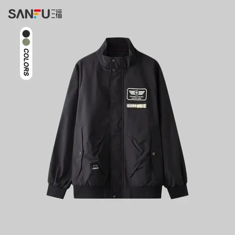 三福2024春季男士潮流机能立领夹克 街头宽松落肩外套男482487商品大图