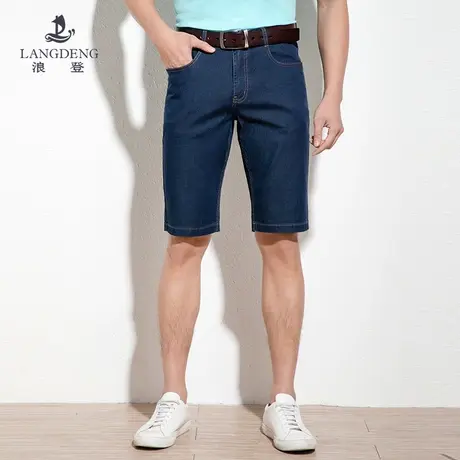 浪登男士2023款夏季休闲牛仔短裤时尚薄款潮流百搭直筒五分裤男商品大图