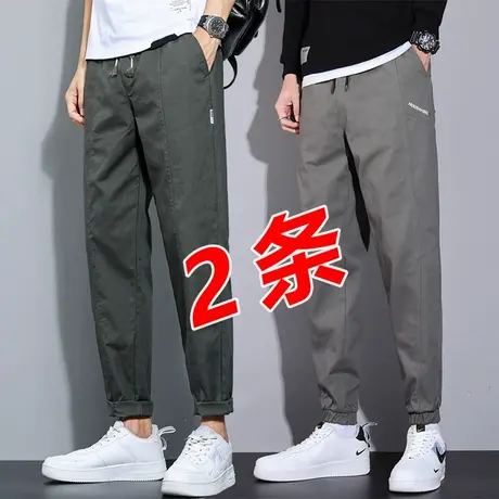 春季男裤子夏季薄款工装裤运动休闲裤男士束脚九分2021新款春秋款商品大图