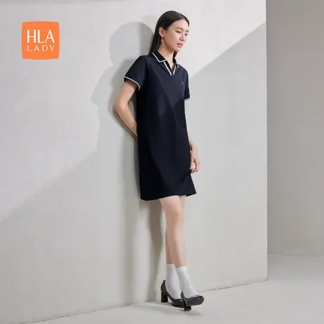 HLA/海澜之家凉感短袖Polo裙24春夏新款吸湿排汗防晒A字裙子女装商品大图