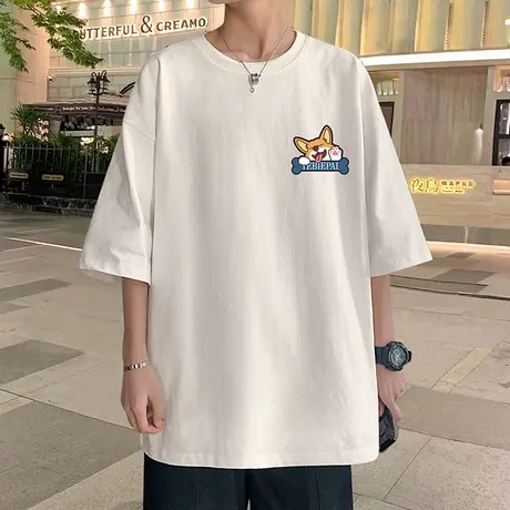 短袖t恤男2024新款重磅纯棉宽松潮牌男装ins夏季透气休闲男生体恤商品大图