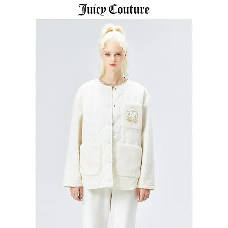 Juicy Couture橘滋棉衣女冬季新款拼接夹棉厚外套宽松圆领夹克女图片