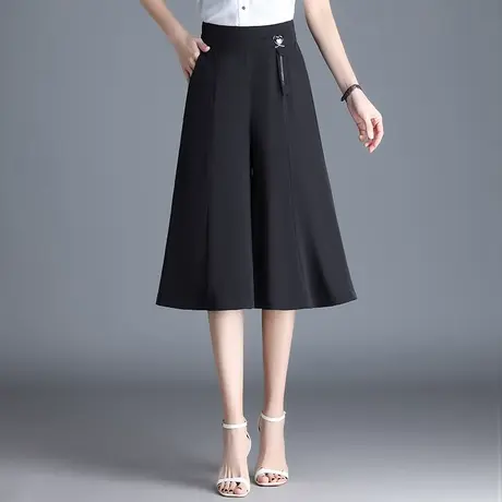 七分裤女夏季薄款裙裤2023新款高腰宽松垂感阔腿裤显瘦大码休闲裤商品大图