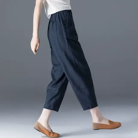 棉麻裤子女夏冰丝灯笼裤亚麻女裤夏季薄款休闲裤大码九分裤哈伦裤商品大图