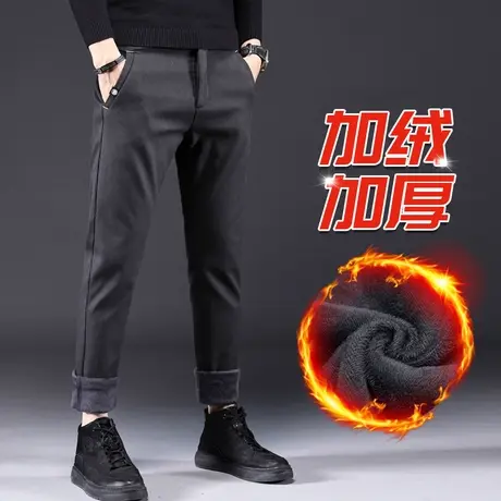 男装冬装男裤子2023年新款中年爸爸加绒加厚男士休闲裤秋冬季棉裤商品大图