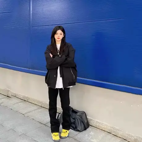 美式高街小众外套男女宽松hiphop正肩夹克上衣街头文化潮流青少年商品大图