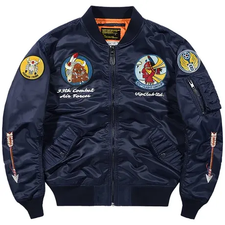 VIP潮牌飞行夹克男刺绣徽章棒球服2023春秋新款大码工装外套薄款商品大图