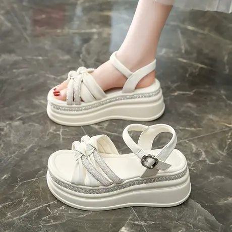 时装内增高跟罗马凉鞋女士2023年夏季新款爆网红松糕坡跟厚底运动商品大图