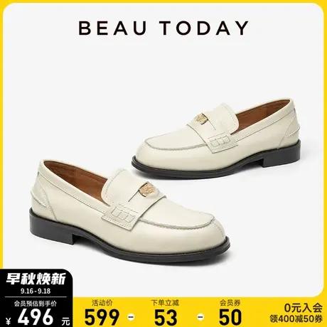 BeauToday乐福鞋女2023秋季新款BT英伦风平底小皮鞋复古粗跟女鞋商品大图