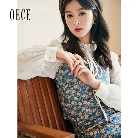 Oece碎花小吊带春装新款女装海岛度假复古叠穿设计感小众上衣商品大图