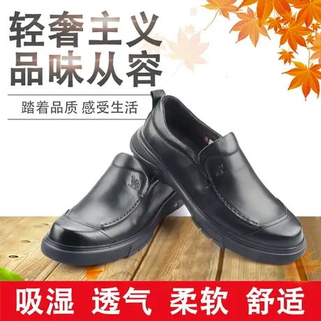 Camel/骆驼2021秋季新品牛皮时尚商务休闲圆头套脚男鞋A213155026商品大图