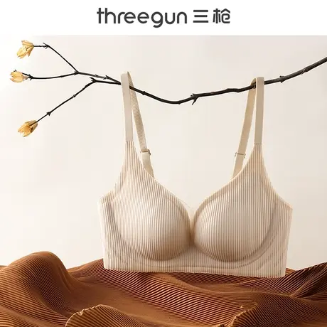 三枪文胸无钢圈小胸显大聚拢收副乳胸罩薄款舒适透气内衣女防下垂商品大图
