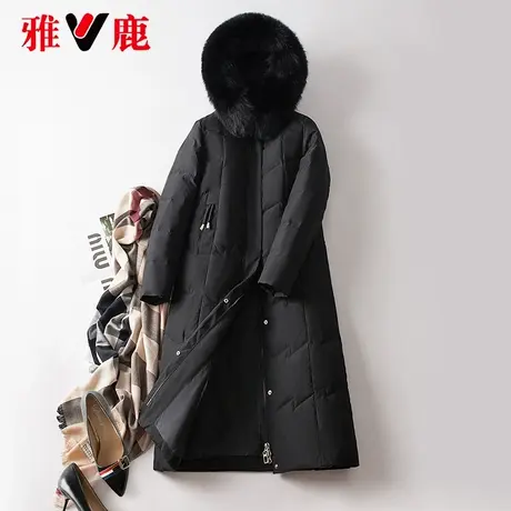 雅鹿品牌大狐狸毛领羽绒服女中长款正品2022冬季新款宽松保暖外套商品大图