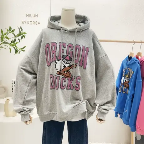 韩国东大门连帽卫衣2022春季新款原宿港风慵懒休闲外套宽松大码潮商品大图