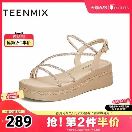 天美意新款商场同款时尚百搭简约通勤女休闲凉鞋CKV02BL4图片