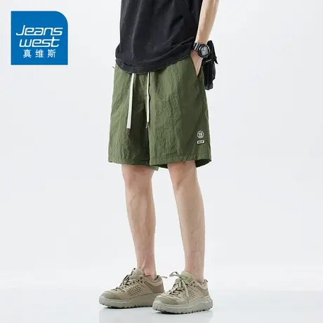 KZ真维斯冰丝速干五分短裤男士运动中裤沙滩工装夏季薄款半截裤子商品大图