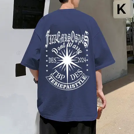 2025新款潮牌男装美式纯棉短袖T恤男生体恤夏季oversize半袖上衣商品大图